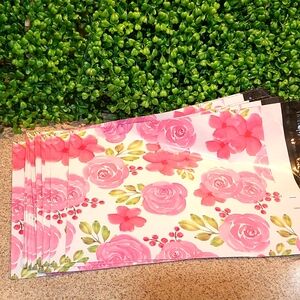 20 Poly Mailers 10 x 13 Pink Roses Design Self Sealing